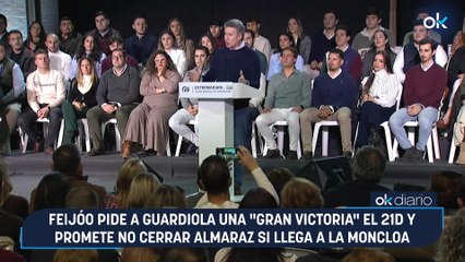 Feijóo pide a Guardiola una "gran victoria" el 21D y promete no cerrar Almaraz si llega a La Moncloa