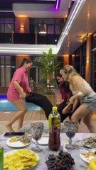 When the Party Gets Too Hot: Best Friends Throw a Surprise Pool Plunge! 😂 (Epic Fail)