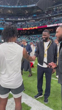 The HEARTWARMING GREETING between JASON WORILDS and RÜDIGER before DOLPHINS – COMMANDERS | NFL MADRID GAME
