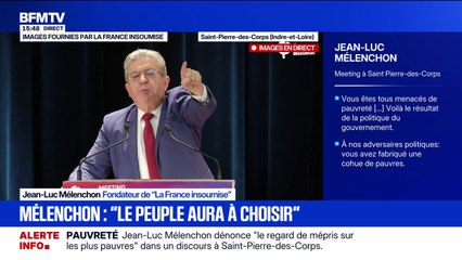 "Il paraît que je suis infréquentable. Eh bien, ce sont des malédictions qui me réjouissent", s'amuse Jean-Luc Mélenchon lors de son meeting à Saint-Pierre-des-Corps