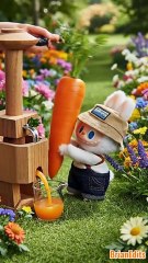 Labubu Shares a Carrot with Bunnies #labubu #labubuviral #cute #toys #funny #healing