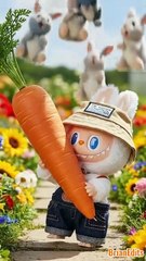 Labubu Shares a Carrot with Bunnies #labubu #labubuviral #cute #toys #funny #healing