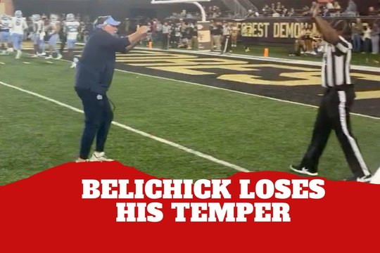 Bill Belichick loses his temper with a ref while watching North Carolina lose a game