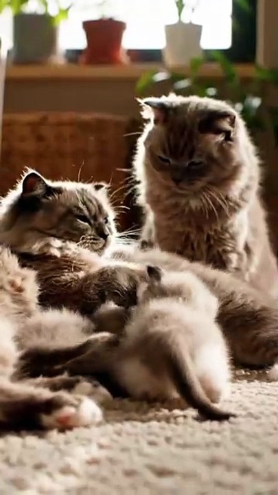 Rare Cat Family Bond — Too Cute to Miss! 🐾🥰
