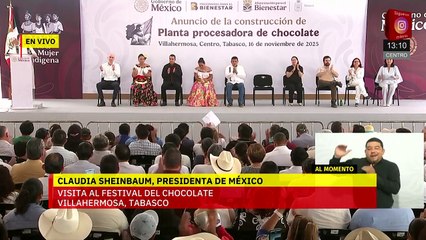 Sheinbaum anuncia planta procesadora de cacao en visita al Festival del Chocolate