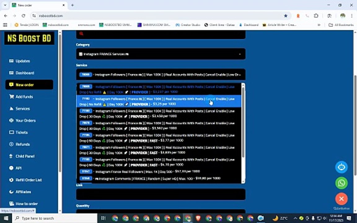 SMM panel in France | Buy Instagram Followers France: NSBOOSTBD
