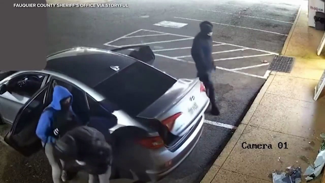 Nine clowns caught on camera climbing out of a small car before robbing a vape shop in Warrenton, Virginia.   Two suspects exited from the front of the car, five out the back seat and two out of the trunk.  The suspects went on to rob the store and