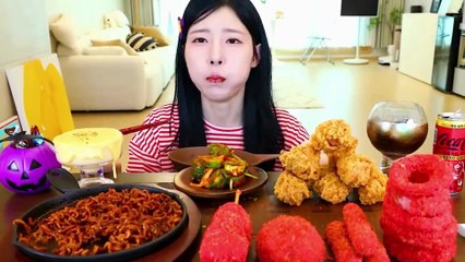 ASMR MUKBANG Cheetos party! Kielbasa Sausage, Black bean Noodles, Fried Chicken, Cheese ball.