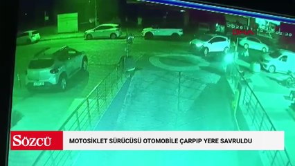 Beylikdüzü'nde hızla ilerleyen motosiklet sürücüsü otomobile çarpıp yere savruldu
