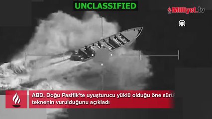 ABD, Doğu Pasifik’te uyuşturucu yüklü tekneyi vurdu! Operasyon anlarını paylaştılar