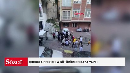 Çocuklarını okula götürürken kaza yaptı; sokak savaş alanına döndü
