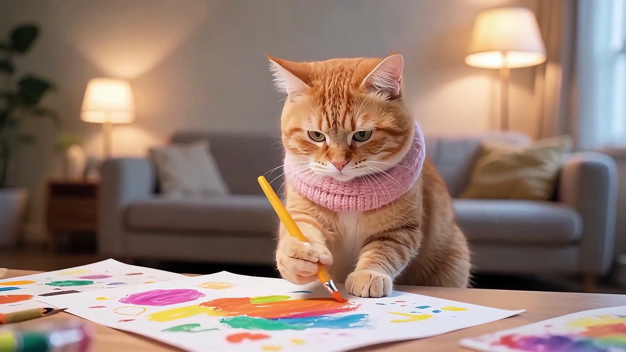 Tiger-Hat Kitten’s Karate Yellow Belt: Punch Smashes Board—Cool!