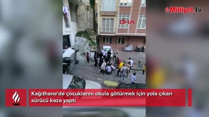 Kağıthane'de okul yolunda kaza! Sokak savaş alanına döndü: 2’si çocuk 4 yaralı
