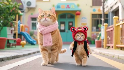 Uh-Oh! Tiger-Hat Kitten Gets a Tummy Ache After Ice Cream Disaster