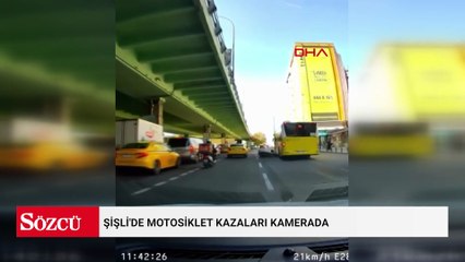 Şişli'de motosiklet kazaları kamerada