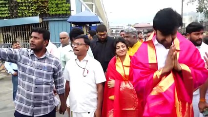 Priyadarshi & Anandhi Visuals @ Tirumala For Pramante Movie Release