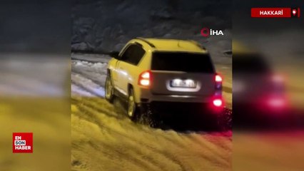 Hakkari Yüksekova’da kar yolları piste çevirdi