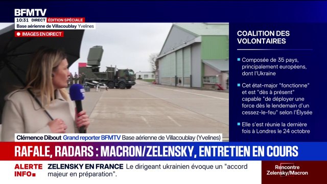 Après l'accueil du président ukrainien à Villacoublay, Emmanuel Macron et Volodymyr Zelensky s'entretiennent avec les grands industriels de l'armement français