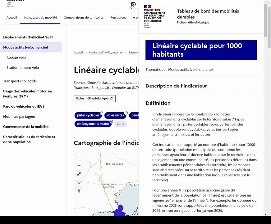 Tableau de bord des mobilités durables - Tutoriel n°5.a : Accéder aux graphiques avancés d'un indicateur