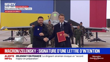 Armement français pour la défense de l'Ukraine: Emmanuel Macron et Volodymyr Zelensky signent une lettre d'intention