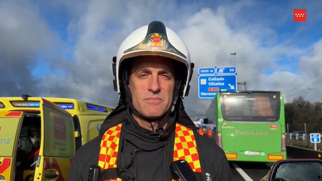 Accidente múltiple en Villalba entre un autobús, un camión y una furgoneta con 24 heridos
