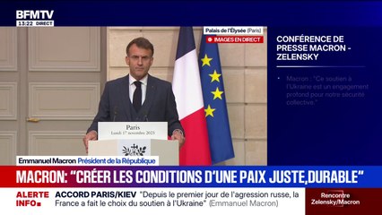 Guerre en Ukraine: "L'Union européenne devra continuer d'apporter à l'Ukraine un soutien financier prévisible et stable à long terme", affirme Emmanuel Macron