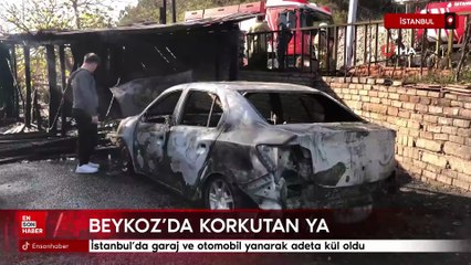 İstanbul’da garaj ve otomobil yanarak adeta kül oldu