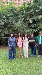 the team of mastii 4 bangs out a posing sesh for the cams at their movie promotions