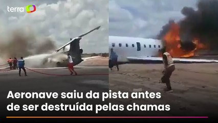 Avião com autoridade do Congo pega fogo durante pouso; vídeos mostram correria de passageiros