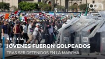 Jóvenes detenidos en la marcha fueron golpeados y serán trasladados al reclusorio