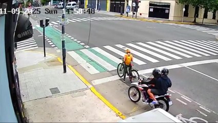 Brave tourist takes down phone-snatchers who targeted her at traffic lights