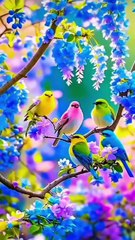 Colorful sky with colorful birds 🐦🕊️🐦