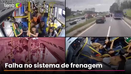 Câmera mostra momento em que ônibus perde o controle e atinge mais de 10 veículos em SP