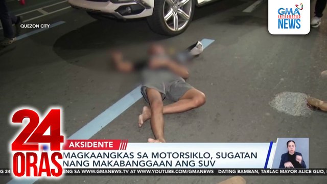 Magkaangkas sa motorsiklo, sugatan nang makabanggaan ang SUV | 24 Oras