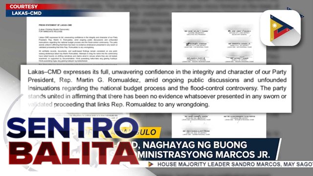 Lakas-CMD, naghayag ng buong suporta sa administrasyong Marcos Jr.; Liderato ng Kamara, tiniyak na kaisa sila sa paglilinis ng pamahalaan vs. katiwalian | ulat ni Mela Lesmoras