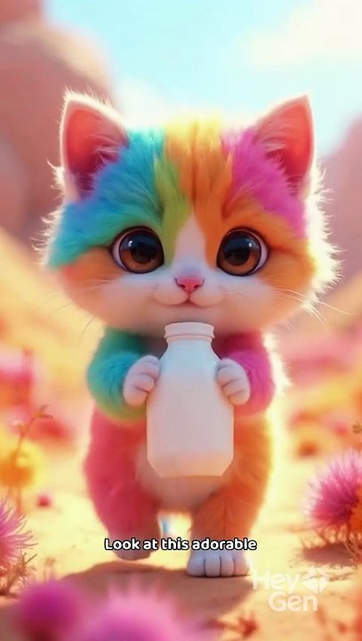 Rainbow Kitten's Walk #ai #cat #lovecats #cats#catvideos #funny #kittens #catlover 24042025CCat