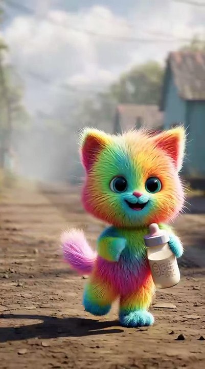 a_cute_rainbow_kitten_holding_a_baby (2)
