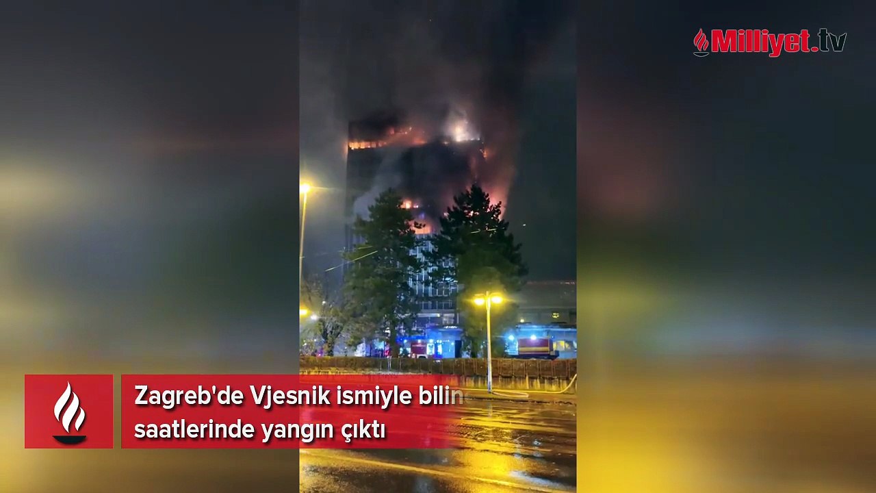 Hırvatistan'da gökdelende yangın! Ekiplerin müdahalesi sürüyor