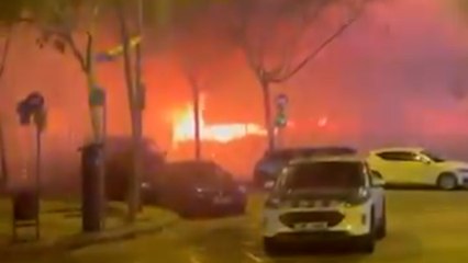 Incendio en un asentamiento de barracas en Barcelona