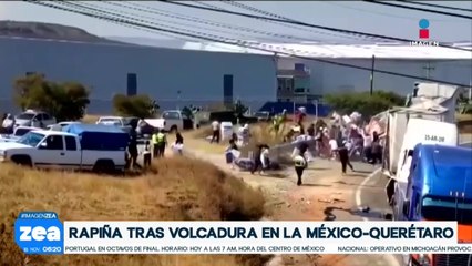 Se registra rapiña de papel higiénico tras accidente de tráiler en la México-Querétaro
