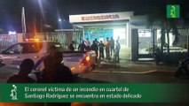 El coronel víctima de un incendio en cuartel de Santiago Rodríguez se encuentra en estado delicado