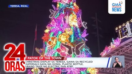 Christmas display sa Teresa, gawa sa recycled materials gaya ng goma, plastic bottle, sirang takip ng electric fan atbp. | 24 Oras