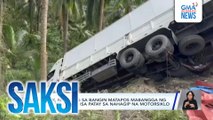 Truck, nahulog sa bangin matapos mabangga ng isa pang truck; isa patay sa nahagip na motorsiklo | Saksi