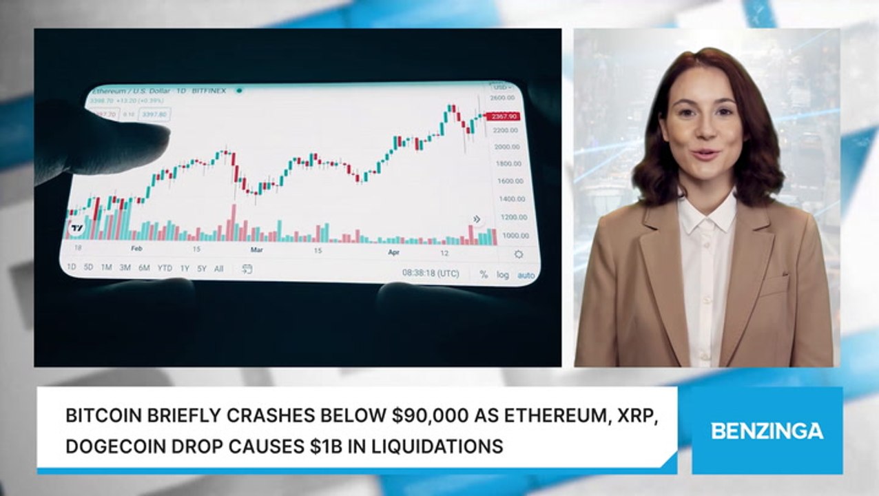 Bitcoin Briefly Crashes Below $90,000 As Ethereum, XRP, Dogecoin Drop Causes $1B In Liquidations