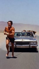 Strong man He tows a car