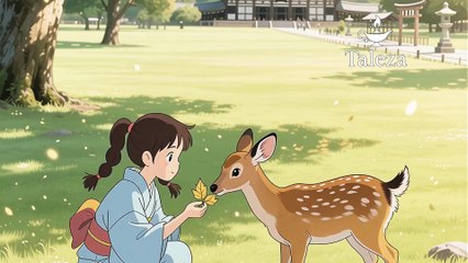 friendship of deer and a littel girl