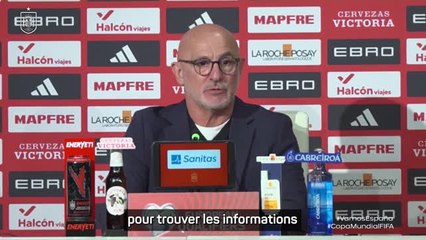 Espagne - De la Fuente enchanté de défier l'Argentine pour la Finalissima