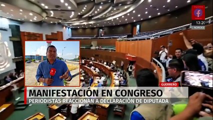 Periodistas se manifiestan en el Congreso de Guerrero por comentarios de Leticia Mozo Hernández