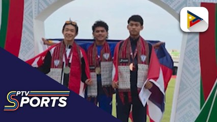 Ivan Cabanda, Lhynette Libranda, at Jhodie Rosario, gold medalists sa SEA U18 & U20 Athletics Championships