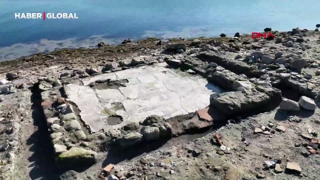 Sular çekildi, Sapanca Gölü'nde tarihi yapı görünür hale geldi